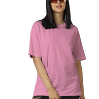 Women Cotton Oversized Pink T-shirt