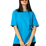 Women Cotton Oversized Sky Blue T-shirt