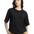 Pure Cotton Women Half Sleeve Black T-Shirt