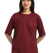 Pure Cotton Women Half Sleeve Maroon T-Shirt