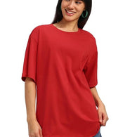 Pure Cotton Women Half Sleeve Red T-Shirt