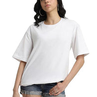 Pure Cotton Women Half Sleeve White T-Shirt