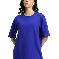 Pure Cotton Women Half Sleeve Royal Blue T-Shirt