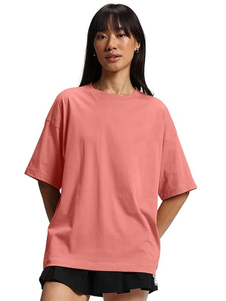 Pure Cotton Women Half Sleeve Dark Beige T-Shirt