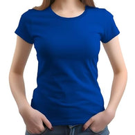 Women Plain Regular fit Royal Blue T-Shirt