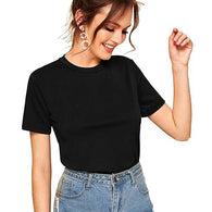 Plain Cotton Women Black T-Shirts