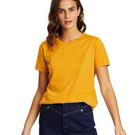 Plain Cotton Women Mustard T-Shirts