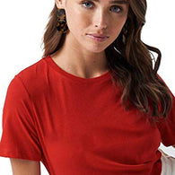 Plain Cotton Women Red T-Shirts