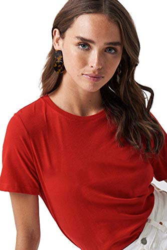 Plain Cotton Women Red T-Shirts