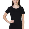 Women Plain Cotton Black T-Shirt