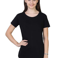 Women Plain Cotton Black T-Shirt