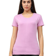 Women Plain Cotton Lavender T-Shirt