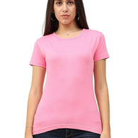 Women Plain Cotton Light Pink T-Shirt