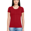 Women Plain Cotton Maroon T-Shirt