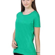 Women Plain Cotton Green T-Shirt