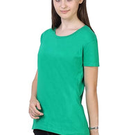 Women Plain Cotton Green T-Shirt