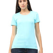 Women Plain Cotton Sky Blue T-Shirt