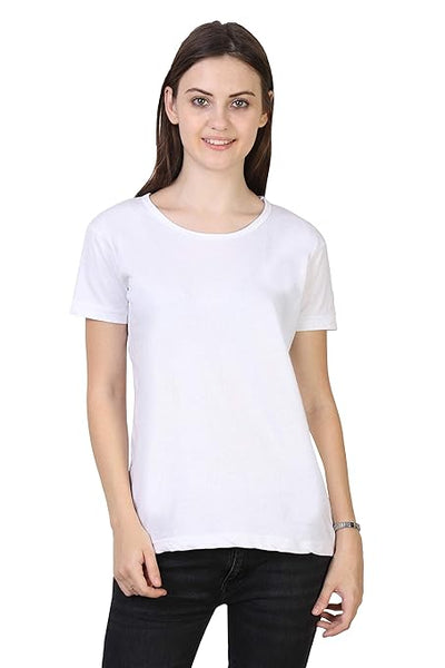 Women Plain Cotton White T-Shirt