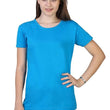 Women Plain Cotton Blue T-Shirt