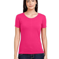 Women Plain Cotton Pink T-Shirt