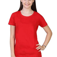 Women Plain Cotton Red T-Shirt