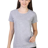 Women Plain Cotton Grey T-Shirt