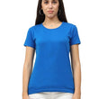 Women Plain Cotton Royal Blue T-Shirt