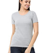 Women Cotton Plain Grey T-Shirt