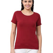 Women Cotton Plain Maroon T-Shirt