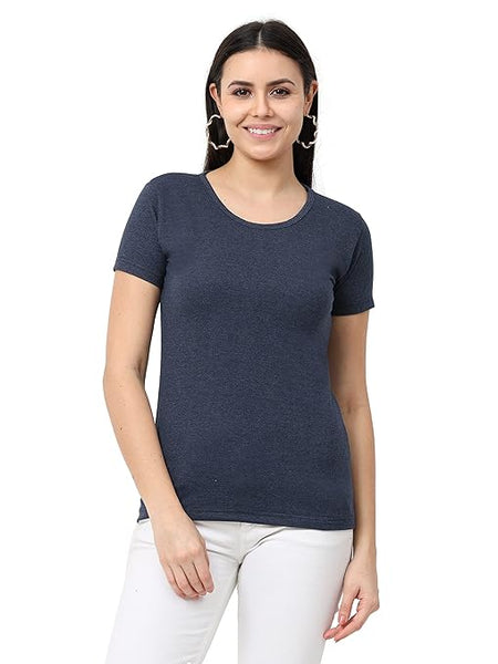 Women Cotton Plain Multicolour T-Shirt