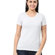 Women Cotton Plain White T-Shirt