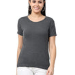 Women Cotton Plain Charcoal T-Shirt