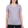 Women Plain V Neck Grey Milange T-Shirt