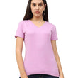 Women Plain V Neck Lavender T-Shirt