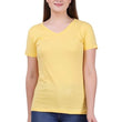 Women Plain V Neck Yellow T-Shirt