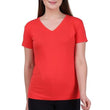 Women Plain V Neck Coral Red T-Shirt