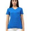 Women Plain V Neck Royal Blue T-Shirt