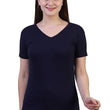 Women Plain V Neck Navy Blue T-Shirt