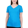 Women Plain V Neck Blue T-Shirt