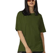 Women Cotton Oversized Olive T-shirt