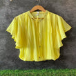 Yellow Mirror Embroidery Knot Collar Balloon Top