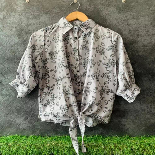 Multi Special Flower Small Print  Knot Pattern Shirt