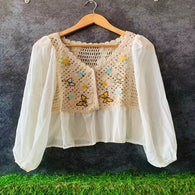 Classy Knitting Embroidery Georgette Top