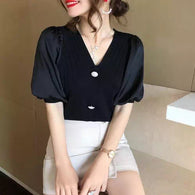 Spring Black Autumn Women V Neck Casual Shirts